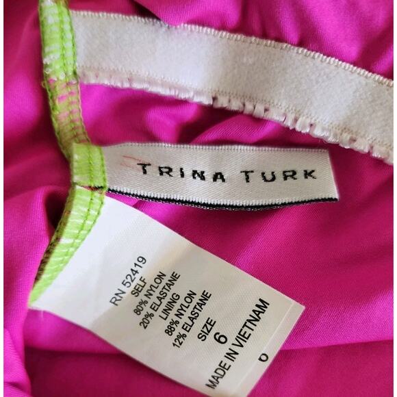 Trina Turk Polynesian Palms One-Piece Swimsuit One-Shoulder Size 6 Pre-Owned - Picture 9 of 11